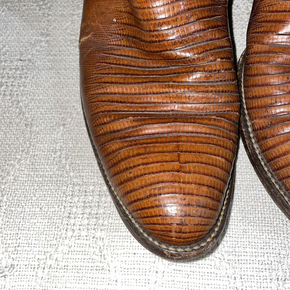 Dan Post Men’s Western Boots Size 9 D Brown Leather Lizard Motif Cowboy Rodeo - Picture 8 of 12